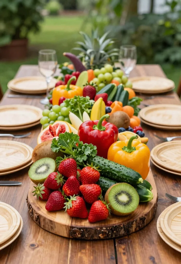15 Outdoor Table Decor Ideas for a Stylish Al Fresco Setup 3. Colorful Fruit and Vegetable Arrangements 0