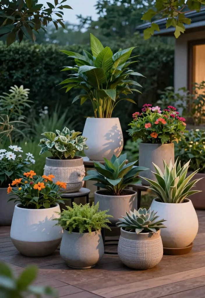 15 Patio Decorating Ideas on a Budget That Actually Look Expensive 4. Stylish Planters Elevating Plants 0