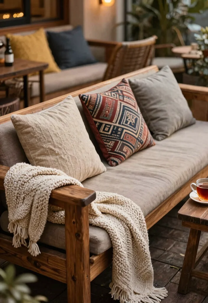 15 Patio Decorating Ideas on a Budget That Actually Look Expensive 5. Cozy Throws and Pillows Comfort Meets Style 0