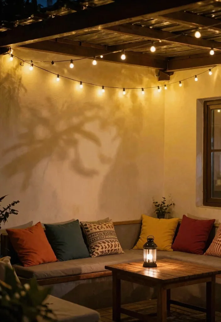 15 Patio Decorating Ideas on a Budget That Actually Look Expensive 6. Hanging Lights Magical Evening Glow 0