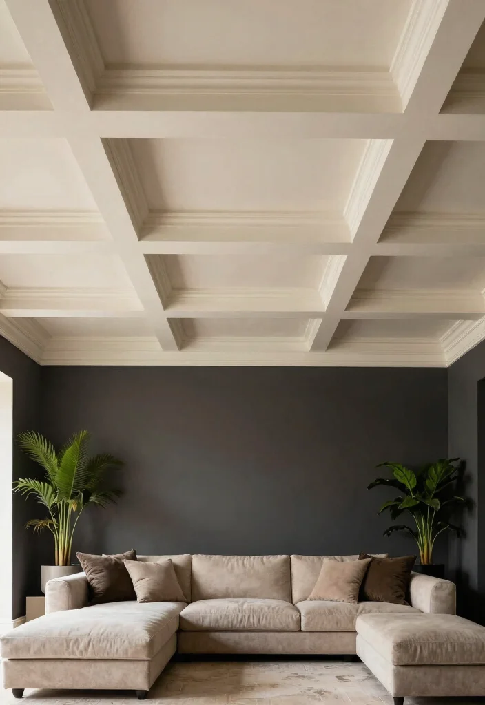 15 Simple Ceiling Designs That Make Living Rooms Look Taller 2. Coffered Ceilings 0