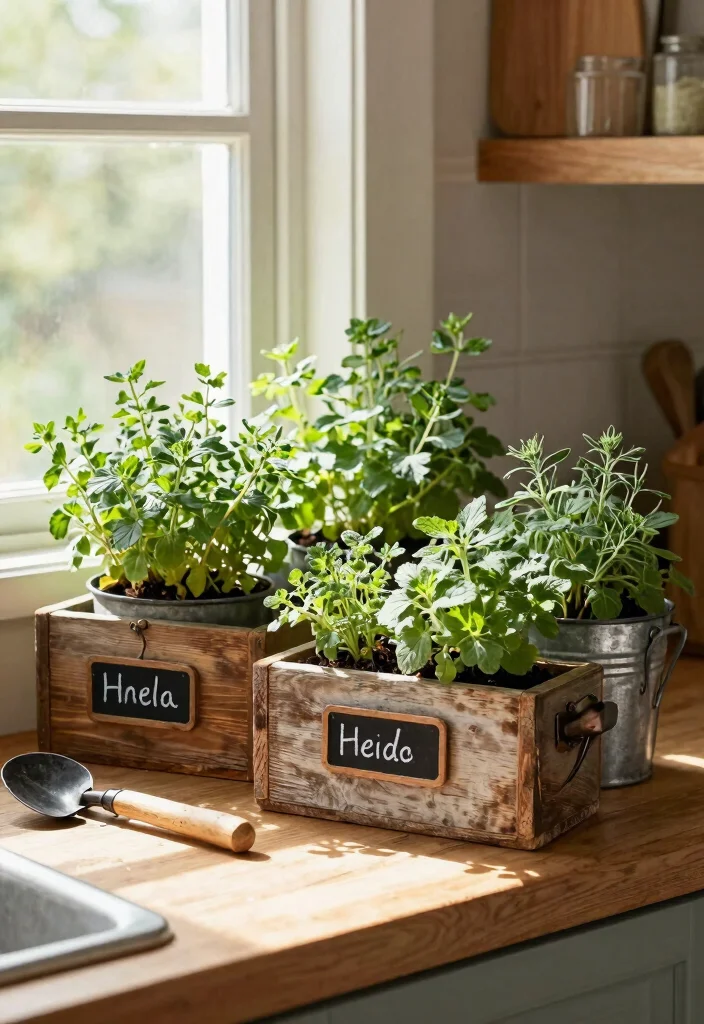 15 Vintage Farmhouse Decor Ideas for a Warm and Lived In Home 1. Rustic Herb Planters 0