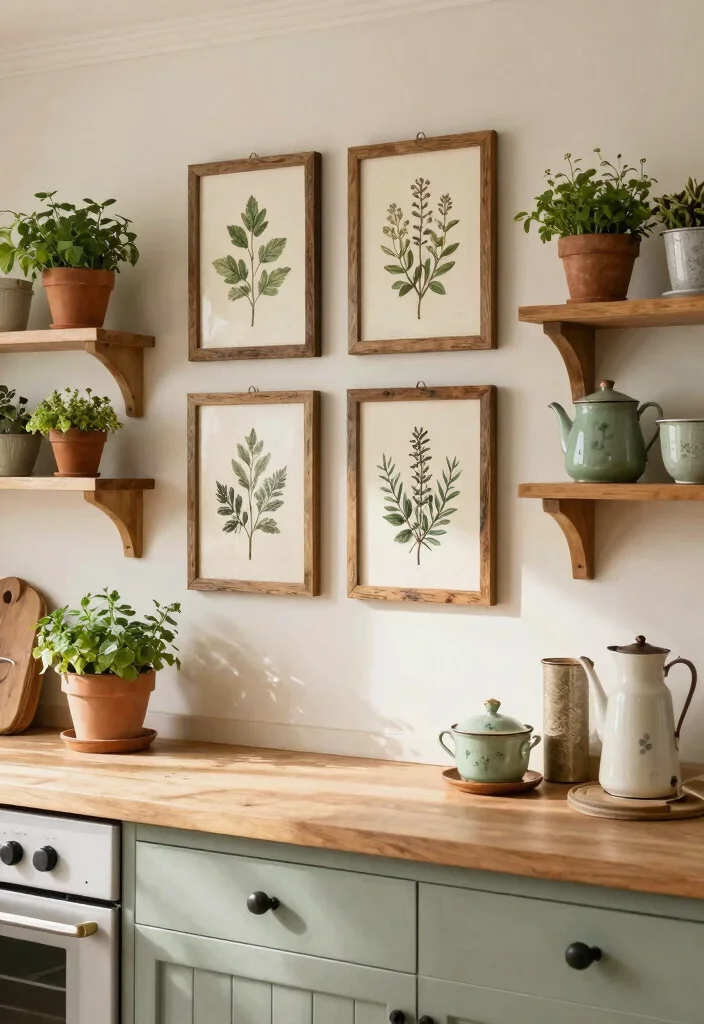 15 Vintage Farmhouse Decor Ideas for a Warm and Lived In Home 10. Charming Herb Wall Art 0