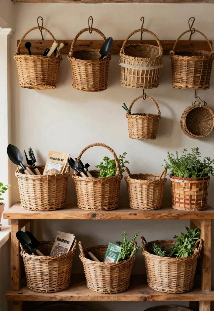 15 Vintage Farmhouse Decor Ideas for a Warm and Lived In Home 11. Rustic Baskets for Storage 0
