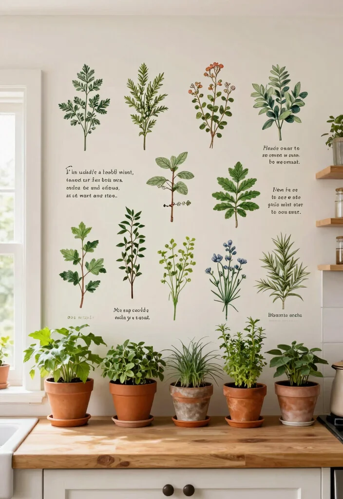 15 Vintage Farmhouse Decor Ideas for a Warm and Lived In Home 14. Chic Herb Wall Decals 0