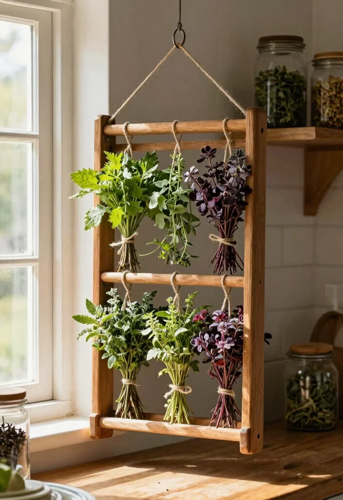 15 Vintage Farmhouse Decor Ideas for a Warm and Lived In Home 6. Herb Drying Rack 0