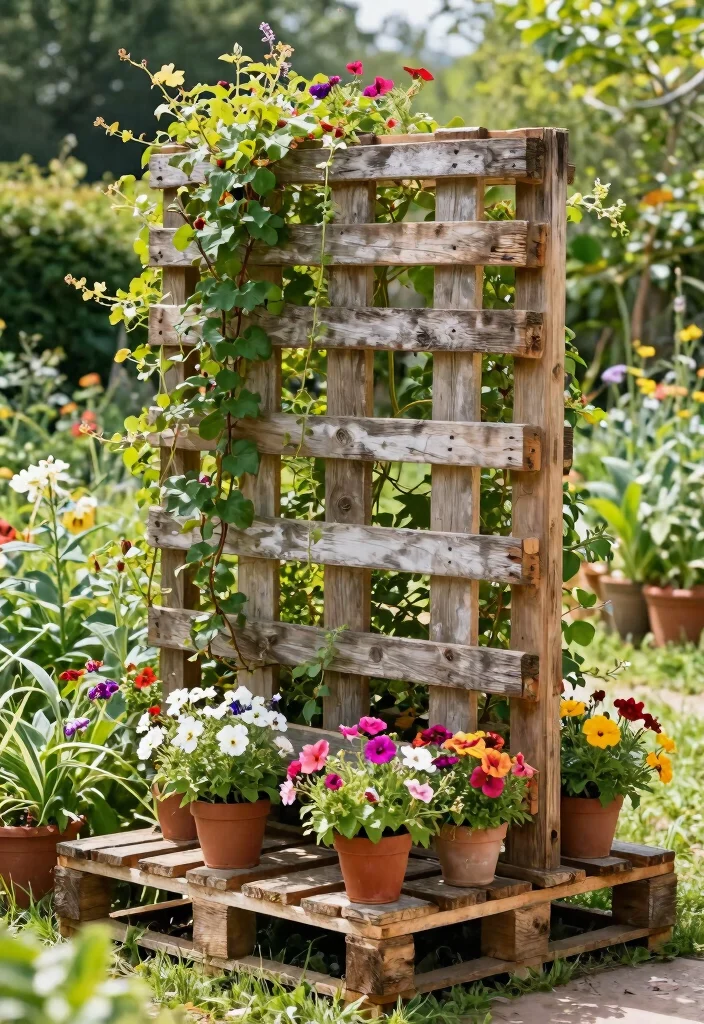15 Wood Trellis Ideas for Climbing Plants and Garden Privacy 10. Vintage Pallet Trellis 0