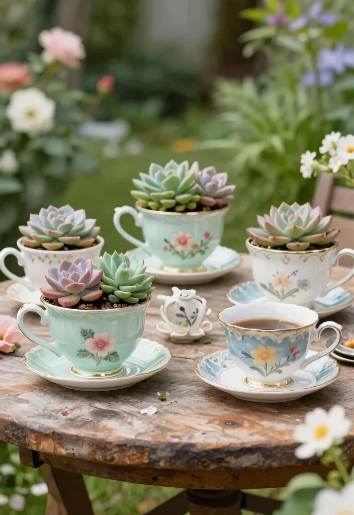 18 Cheap Planter Ideas You Can Build or Buy This Weekend 9. Vintage Teacup Planters 0
