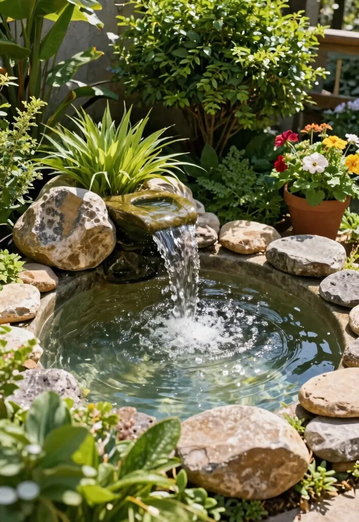 18 Small Backyard Ideas That Make a Tiny Space Feel Bigger 11. Small Water Features 0
