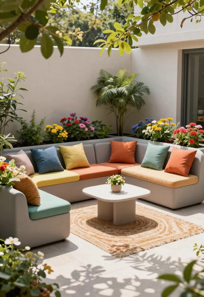 18 Small Backyard Ideas That Make a Tiny Space Feel Bigger 4. Modular Furniture 0