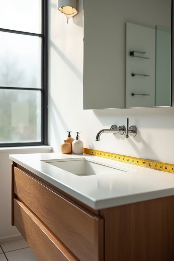 ideal custom vanity height determined by wrist fingertip reach