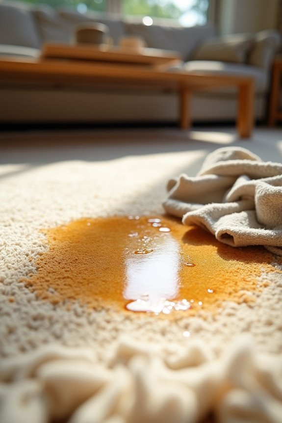 oil wax polish stains rug fibers differently