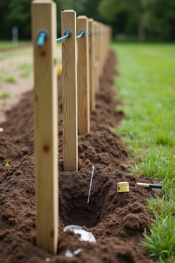 plumb posts align with lines