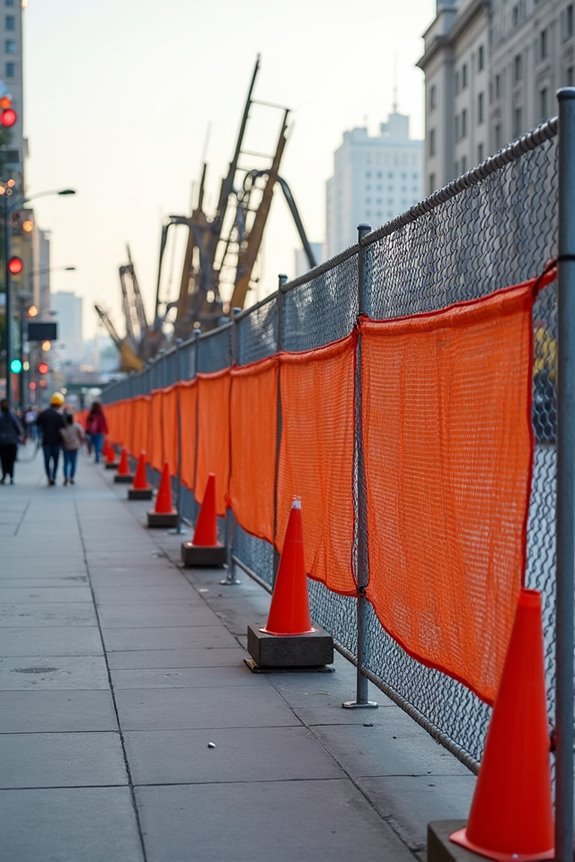 temporary fencing protects pedestrians from hazards