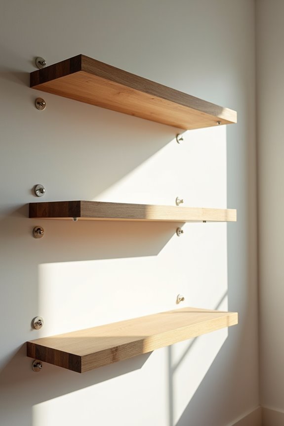 wood studs support heavier shelves