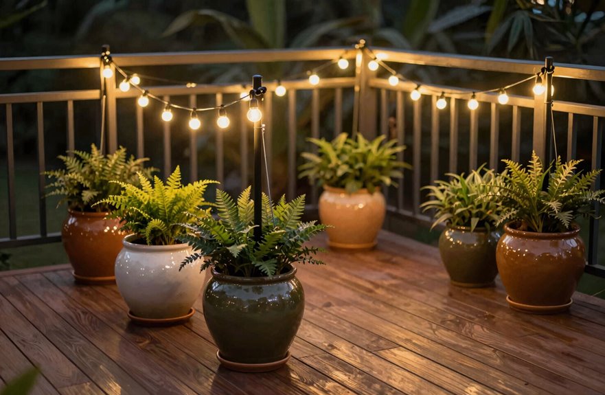 upright lights in planter poles